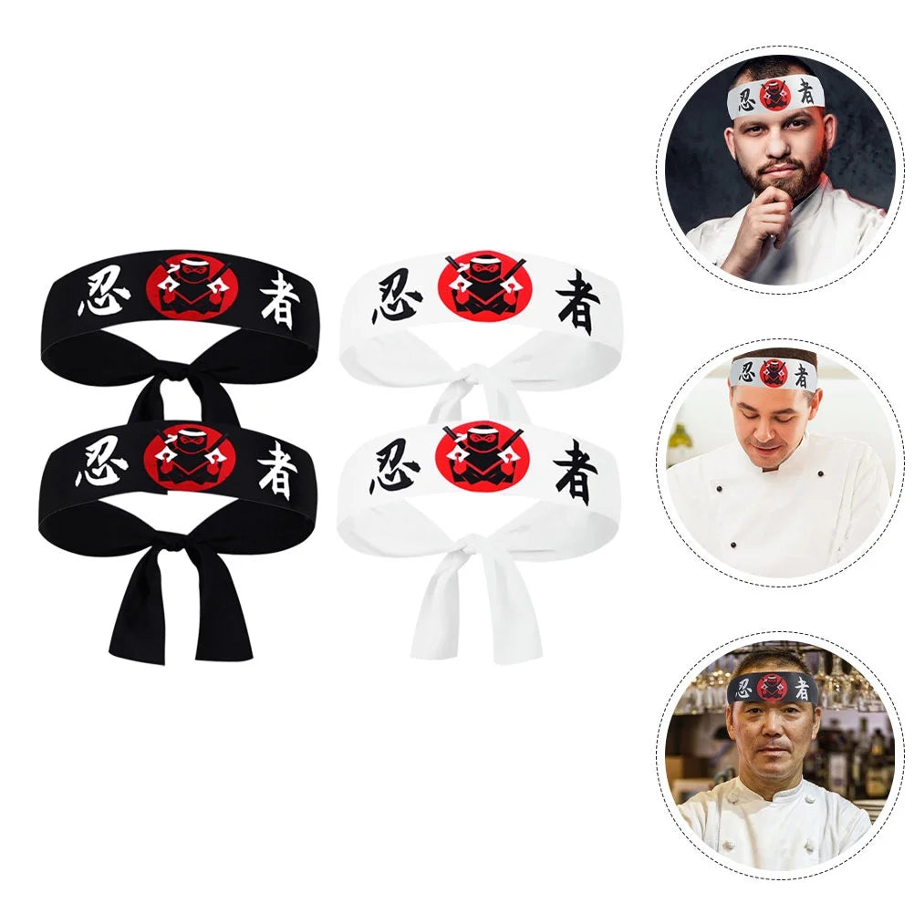 8Pcs Japanese Ninja Karate Headband - Sushi Chef & Martial Arts Bandana