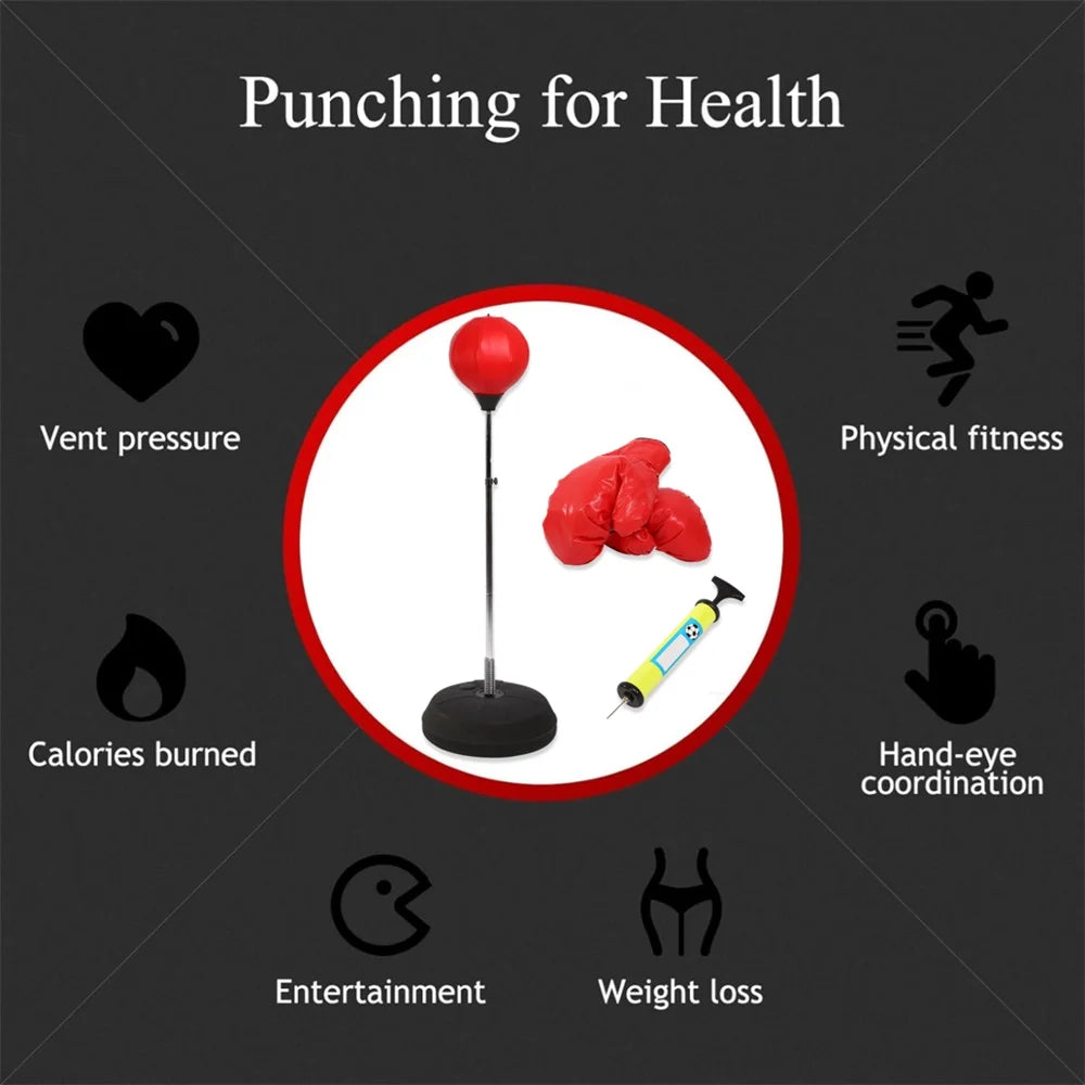 55-Inch Freestanding Punching Bag with Stand & Gloves, Height-Adjustable, Adult Boxing Set for Fitness & Martial Arts Training