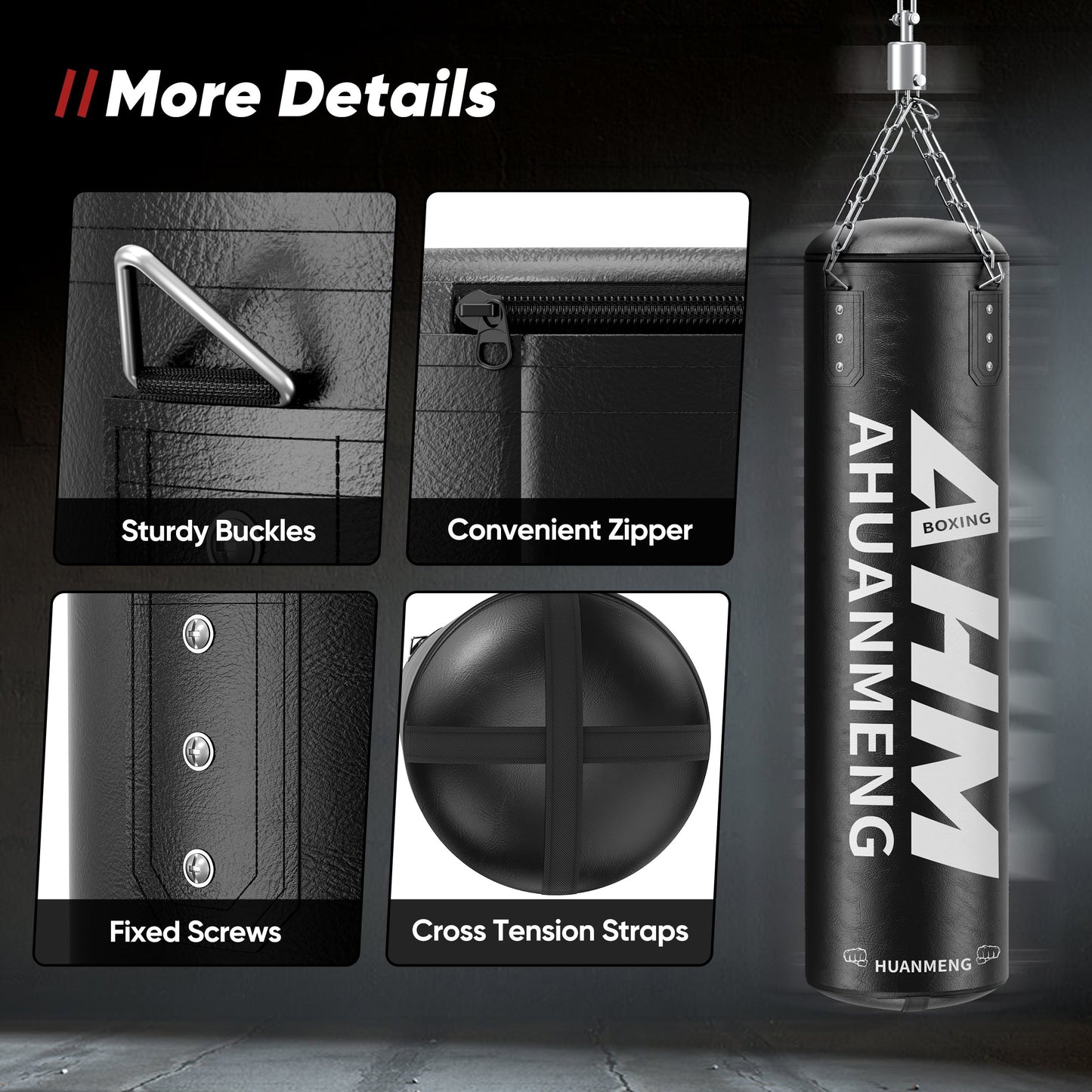 4FT PU Heavy Punching Bag Set for Adults with 12oz Gloves - MMA, Kickboxing, Home Gym Training Kit
