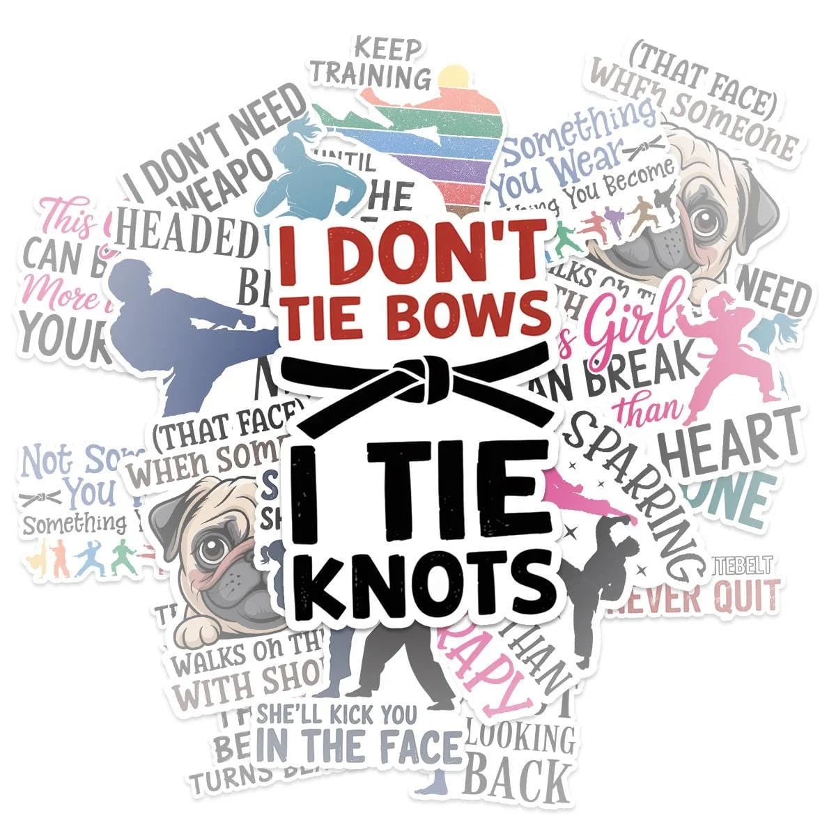 10 Martial Arts Stickers - Karate & Taekwondo Vinyl Decals, Black Belt Quotes, Fighter Girl Motivation
