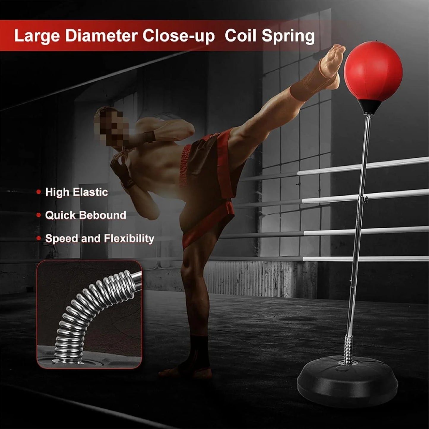 55-Inch Freestanding Punching Bag with Stand & Gloves, Height-Adjustable, Adult Boxing Set for Fitness & Martial Arts Training