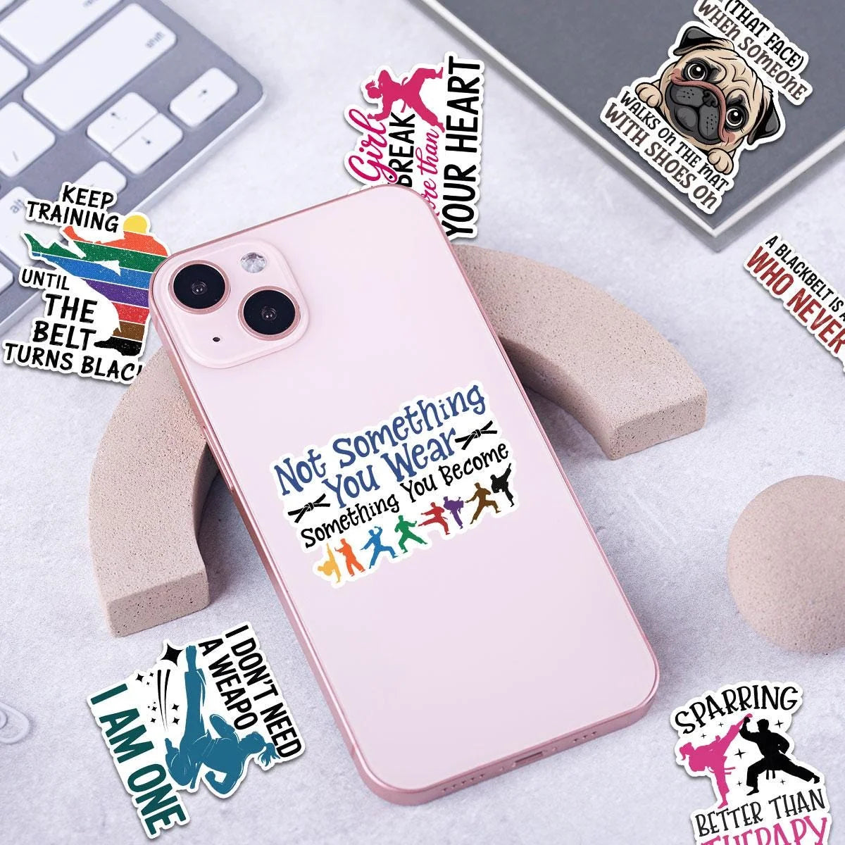 10 Martial Arts Stickers - Karate & Taekwondo Vinyl Decals, Black Belt Quotes, Fighter Girl Motivation