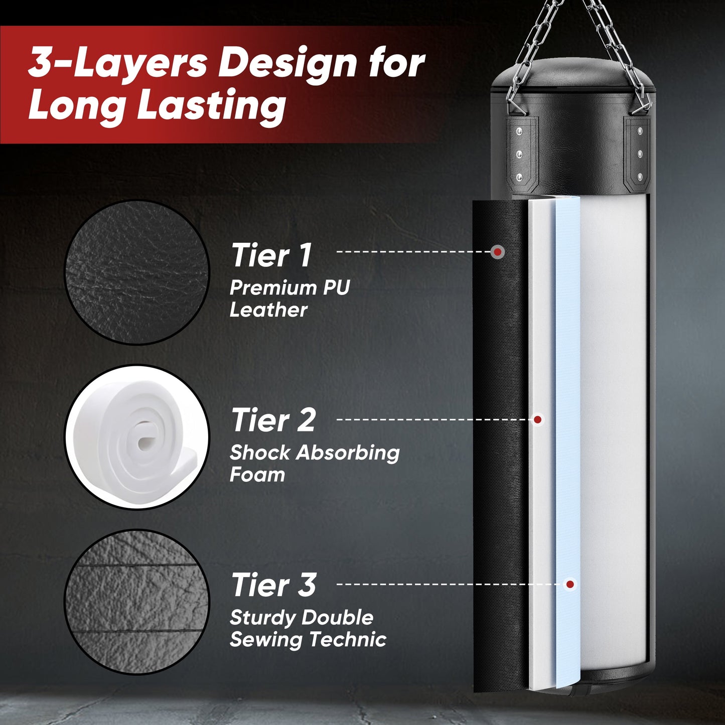 4FT PU Heavy Punching Bag Set for Adults with 12oz Gloves - MMA, Kickboxing, Home Gym Training Kit