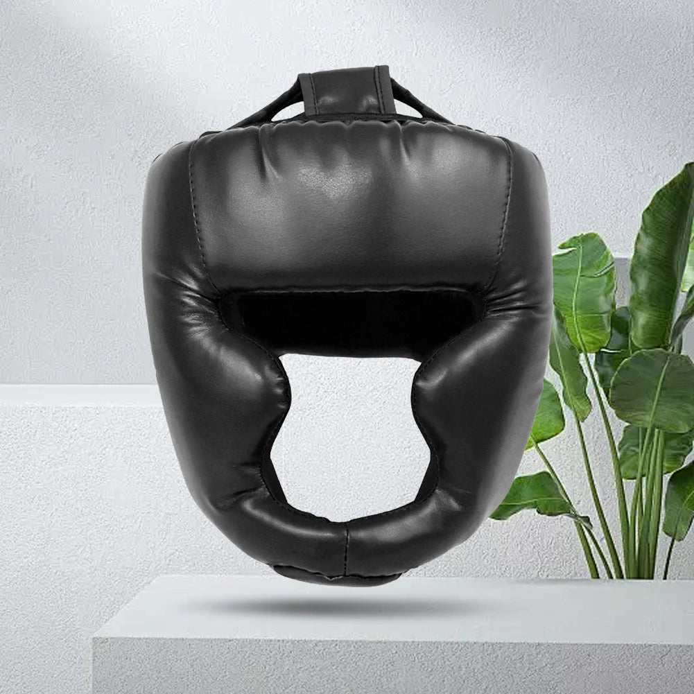 PU Boxing Headgear with Mask for Adults & Kids - Muay Thai, Taekwondo, Wrestling Protective Helmet
