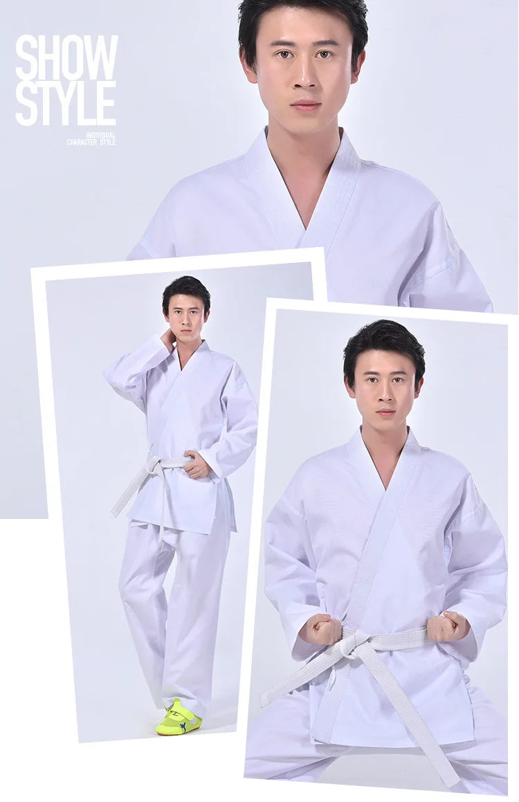 Karate Gi for Kids & Adults - Lightweight Martial Arts Uniform with Free Belt, Black/White