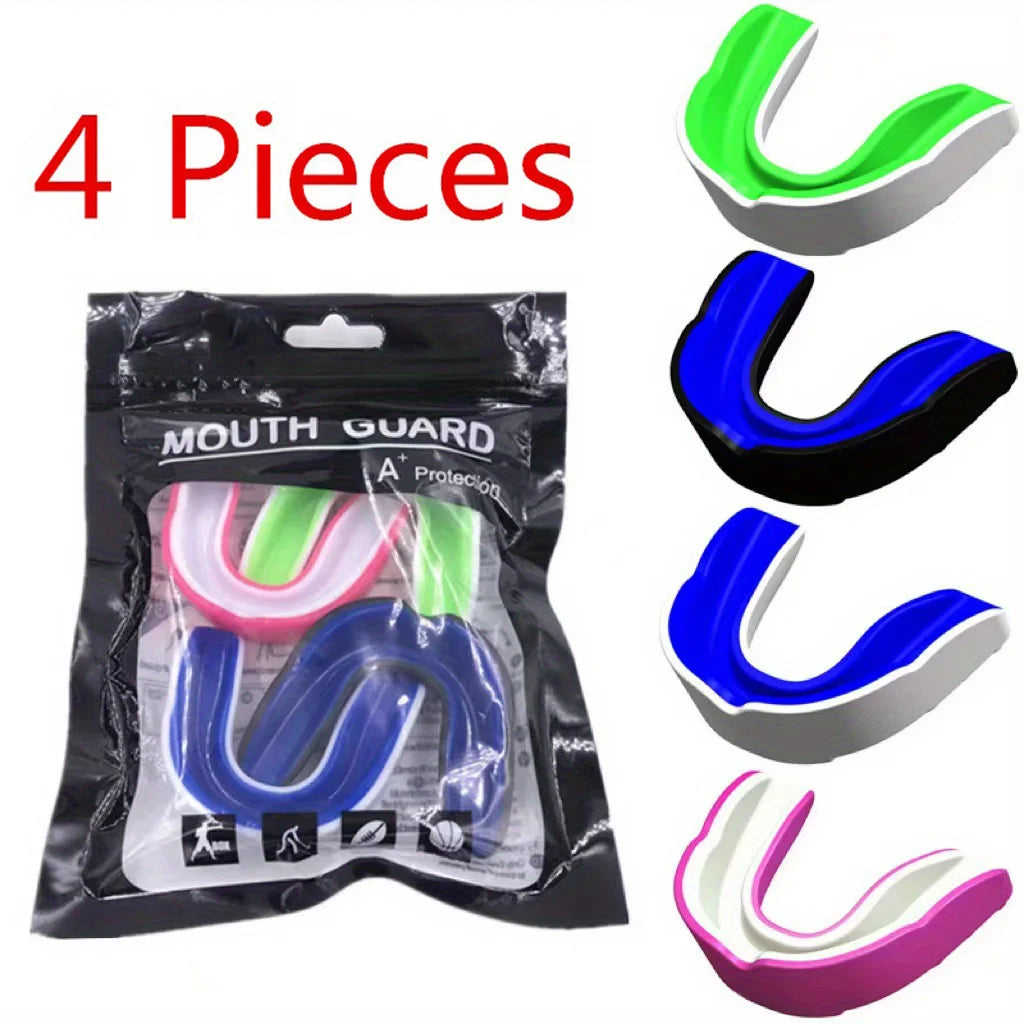 4-Piece Sports Mouthguard Set for Boxing, Taekwondo, Sanda, Basketball, Rugby - Anti-Slip Protection