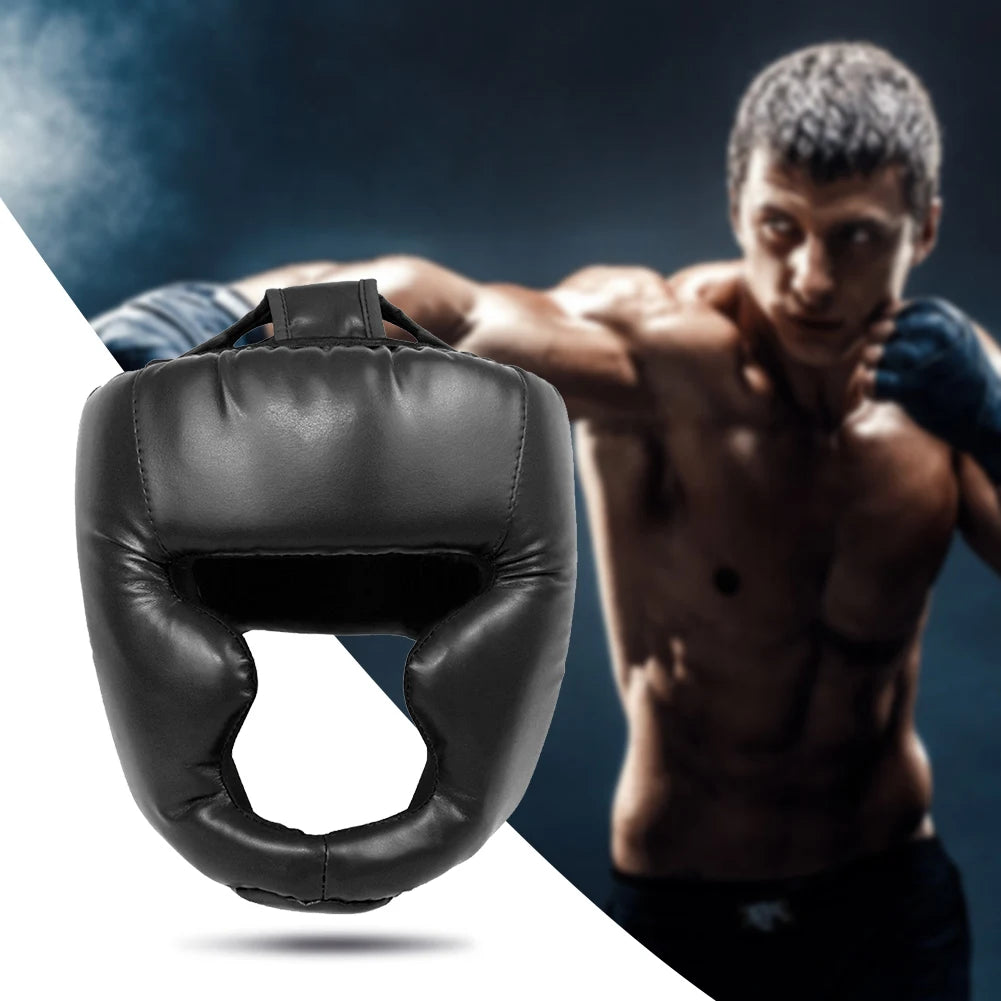PU Boxing Headgear with Mask for Adults & Kids - Muay Thai, Taekwondo, Wrestling Protective Helmet