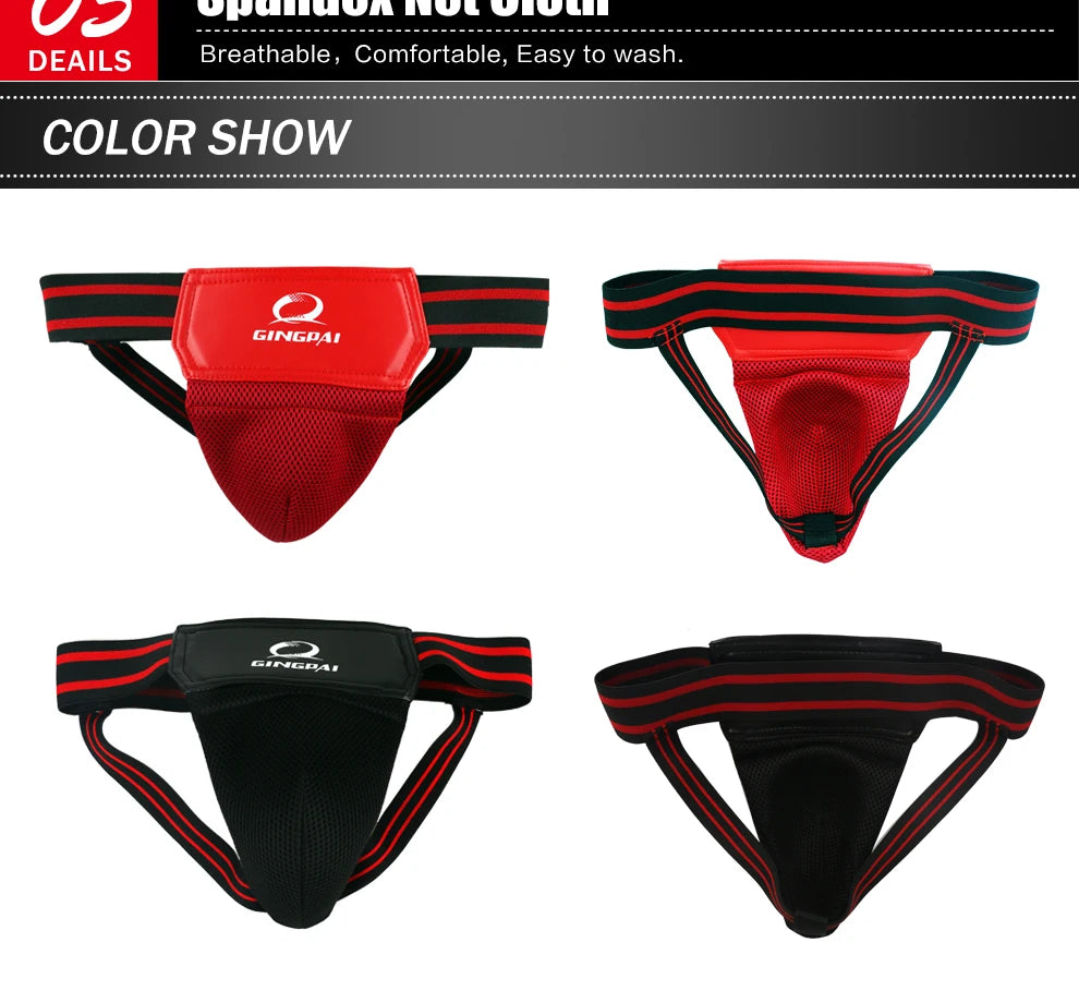 Red/Black Adult Men's MMA Jockstrap - Boxing, Sanda, Taekwondo Groin Protector for Kickboxing Training