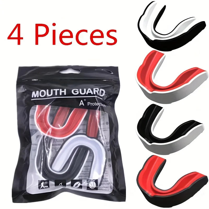 4-Piece Sports Mouthguard Set for Boxing, Taekwondo, Sanda, Basketball, Rugby - Anti-Slip Protection