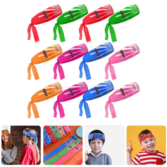 12Pcs Ninja Karate Headbands - Reusable Breathable Japanese Bandanas