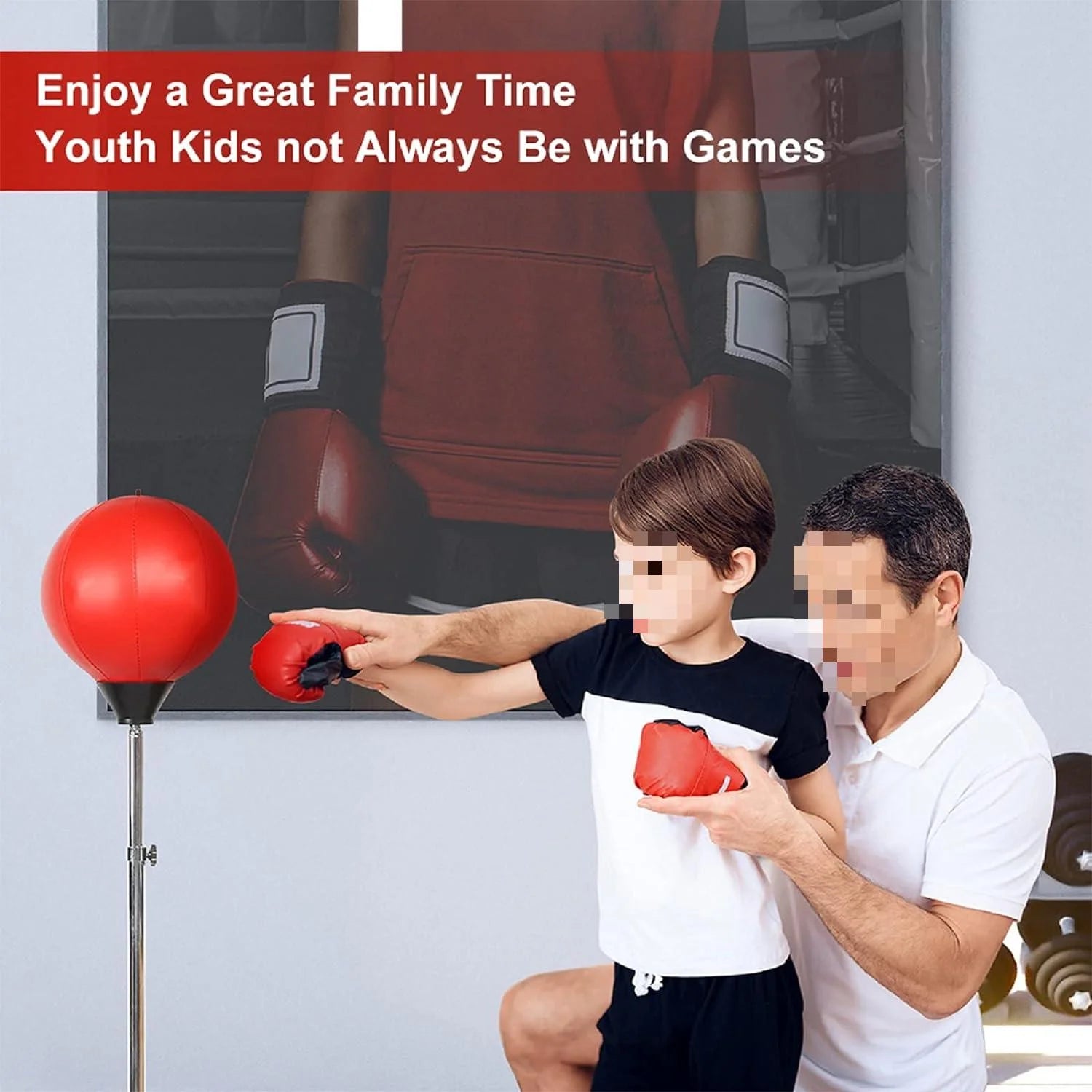 55-Inch Freestanding Punching Bag with Stand & Gloves, Height-Adjustable, Adult Boxing Set for Fitness & Martial Arts Training