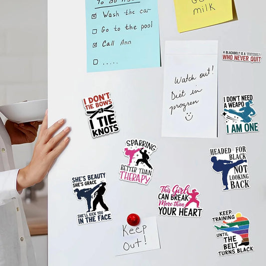 10 Martial Arts Stickers - Karate & Taekwondo Vinyl Decals, Black Belt Quotes, Fighter Girl Motivation