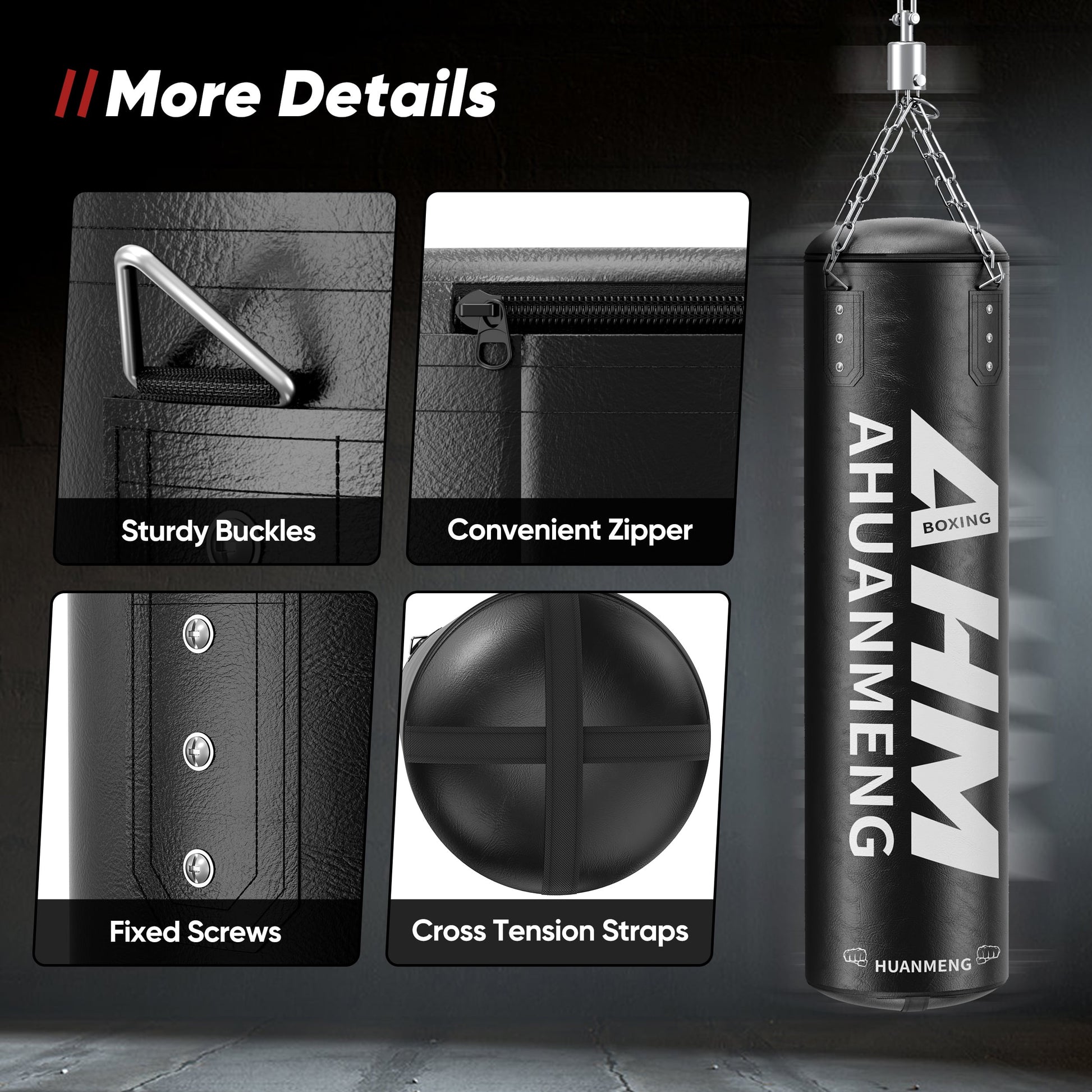 4FT PU Heavy Punching Bag Set for Adults with 12oz Gloves - MMA, Kickboxing, Home Gym Training Kit