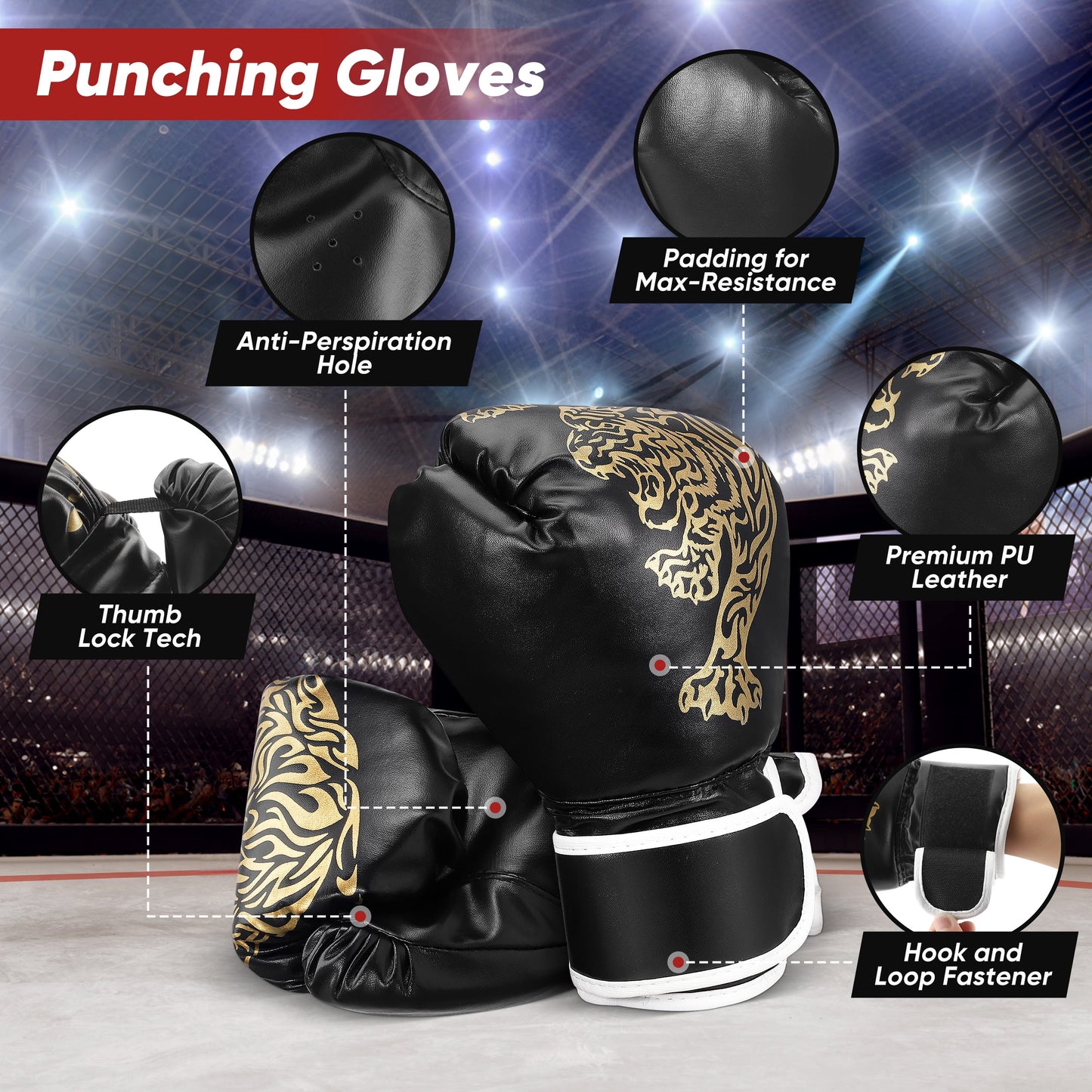 4FT PU Heavy Punching Bag Set for Adults with 12oz Gloves - MMA, Kickboxing, Home Gym Training Kit