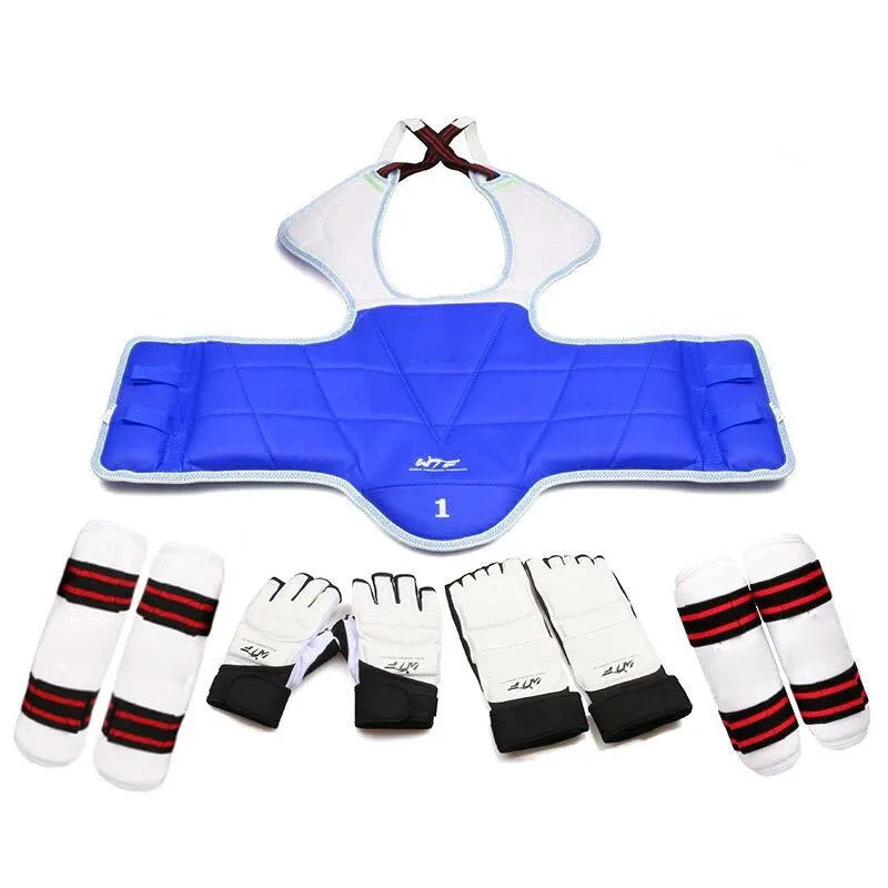 Taekwondo & Karate Protective Gear Set - Adult & Kids Jockstrap, Chest Guard, Helmet, Arm & Shin Guards