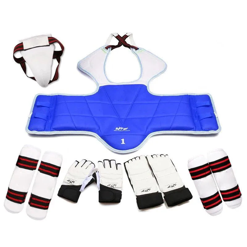 Taekwondo & Karate Protective Gear Set - Adult & Kids Jockstrap, Chest Guard, Helmet, Arm & Shin Guards