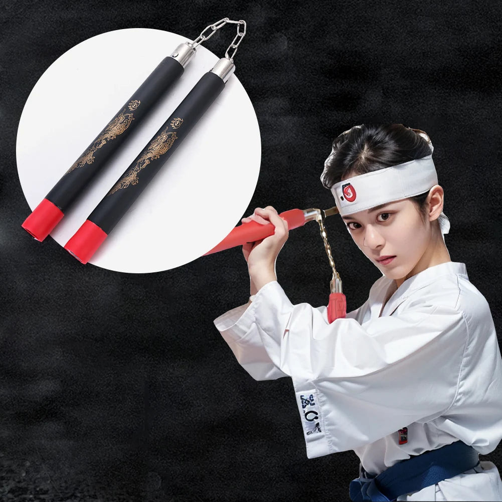 Foam Grip Nunchucks with Chain - Safe Training Nunchaku for Martial Arts Practice & Fitness