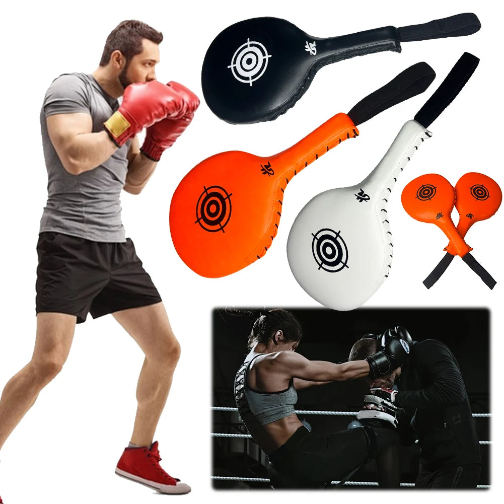 PU Leather Boxing Focus Pads - Wear-Resistant Punching Mitts for MMA, Muay Thai & Kickboxing Training