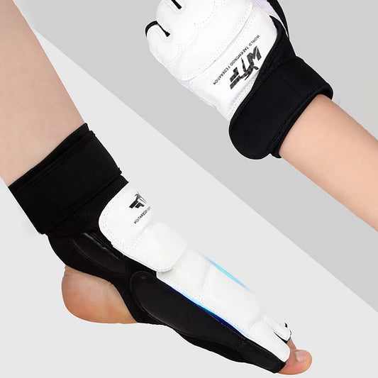 Leather Taekwondo Foot Gloves - Sparring Ankle Protector for Karate, Boxing & Martial Arts, Adult & Kid