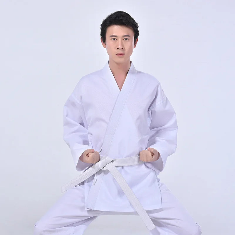 Karate Gi for Kids & Adults - Lightweight Martial Arts Uniform with Free Belt, Black/White
