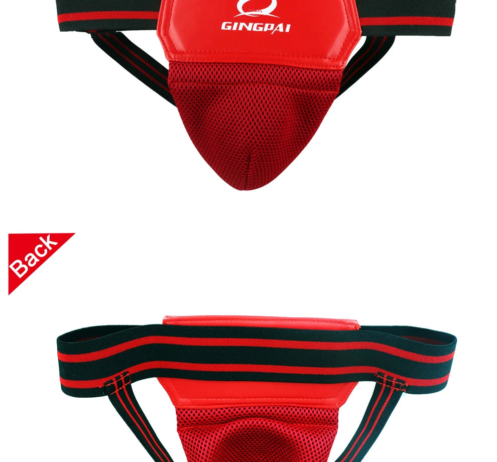 Red/Black Adult Men's MMA Jockstrap - Boxing, Sanda, Taekwondo Groin Protector for Kickboxing Training