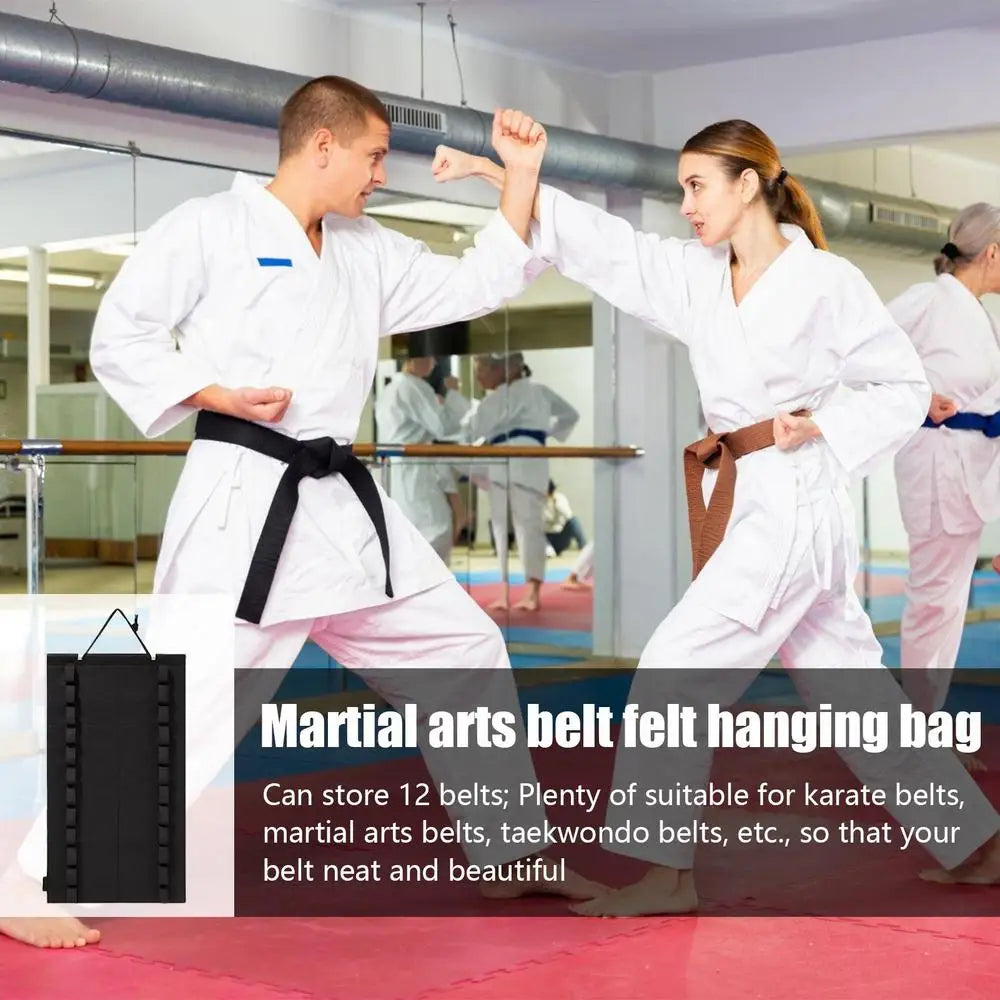 Wall-Mounted Taekwondo Belt Display Rack - Holds 12 Karate & Martial Arts Belts, Home Organizer