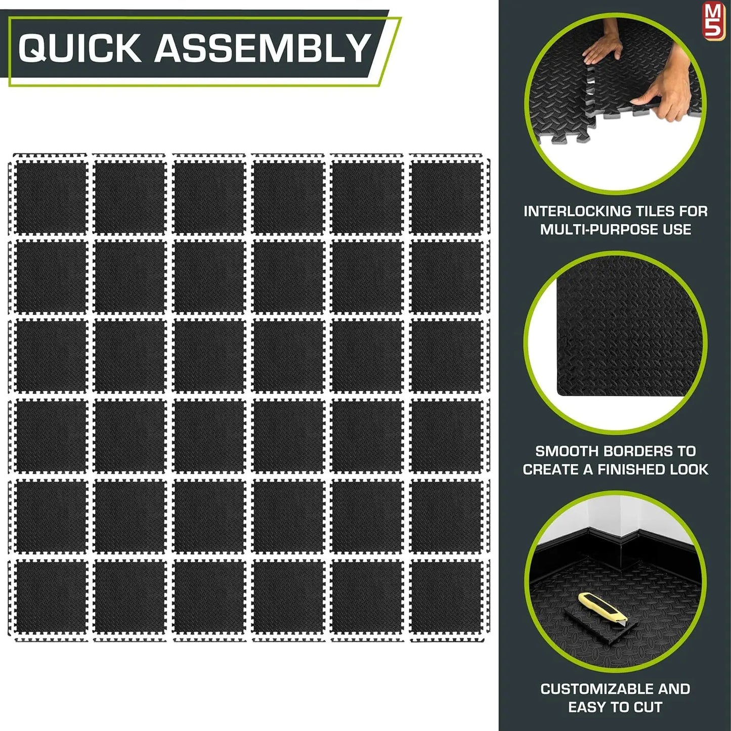EVA Foam Interlocking Gym Floor Mats - Non-Slip Massage Cushion for Home Gym & Acupressure
