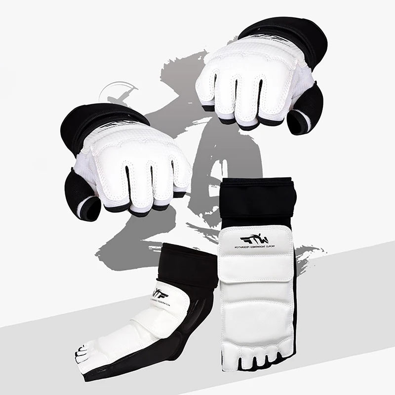 Leather Taekwondo Foot Gloves - Sparring Ankle Protector for Karate, Boxing & Martial Arts, Adult & Kid
