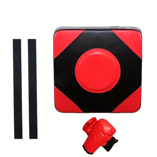Adjustable Height PU Leather Wall-Mounted Boxing Punching Pad - Square Taekwondo Training Sandbag for Fitness