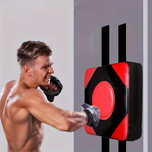 Adjustable Height PU Leather Wall-Mounted Boxing Punching Pad - Square Taekwondo Training Sandbag for Fitness