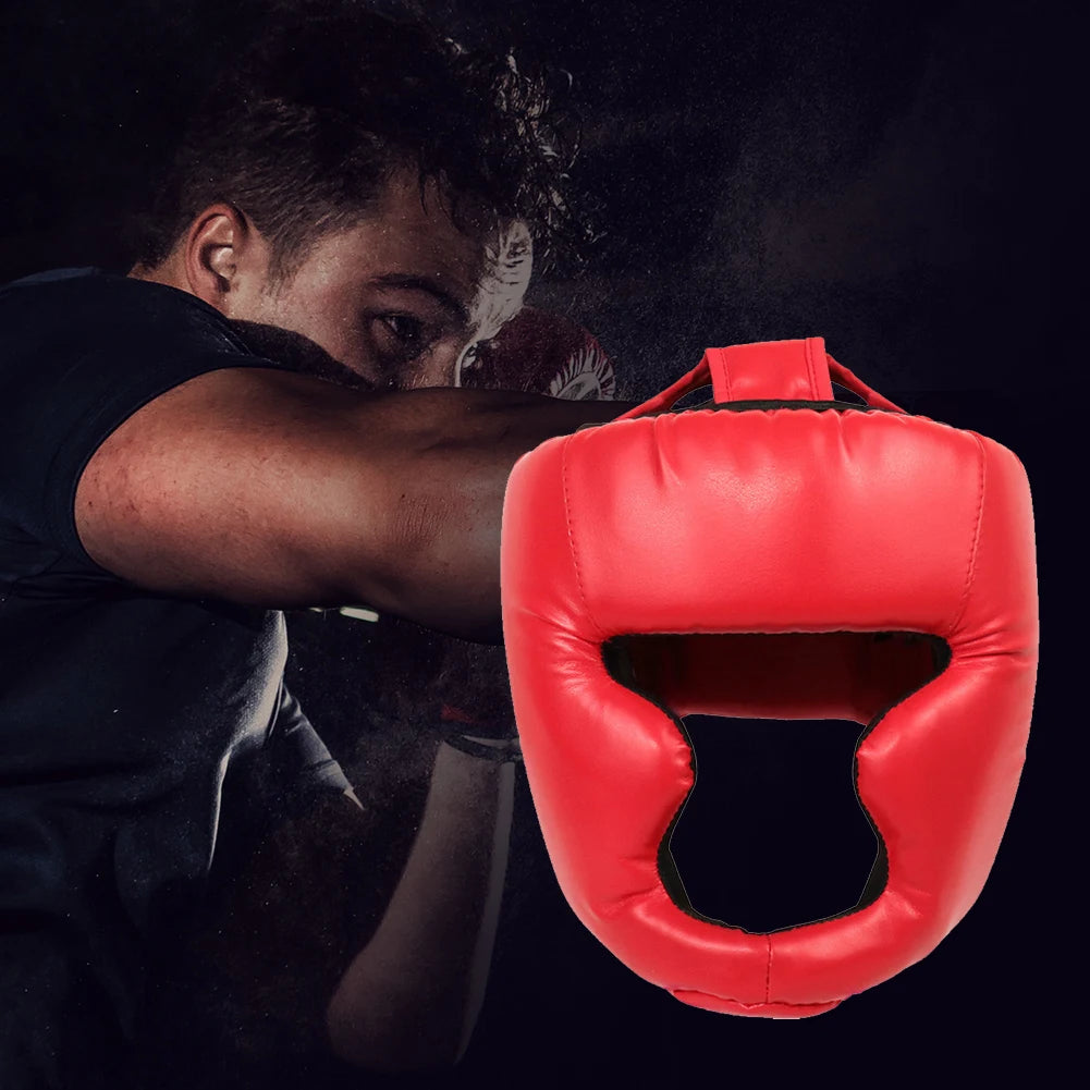 PU Boxing Headgear with Mask for Adults & Kids - Muay Thai, Taekwondo, Wrestling Protective Helmet