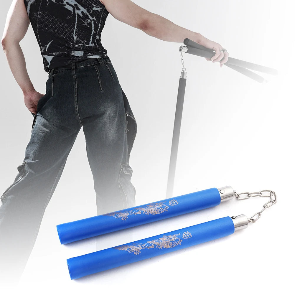 Foam Grip Nunchucks with Chain - Safe Training Nunchaku for Martial Arts Practice & Fitness