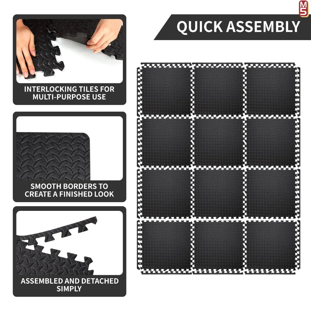 EVA Foam Interlocking Gym Floor Mats - Non-Slip Massage Cushion for Home Gym & Acupressure
