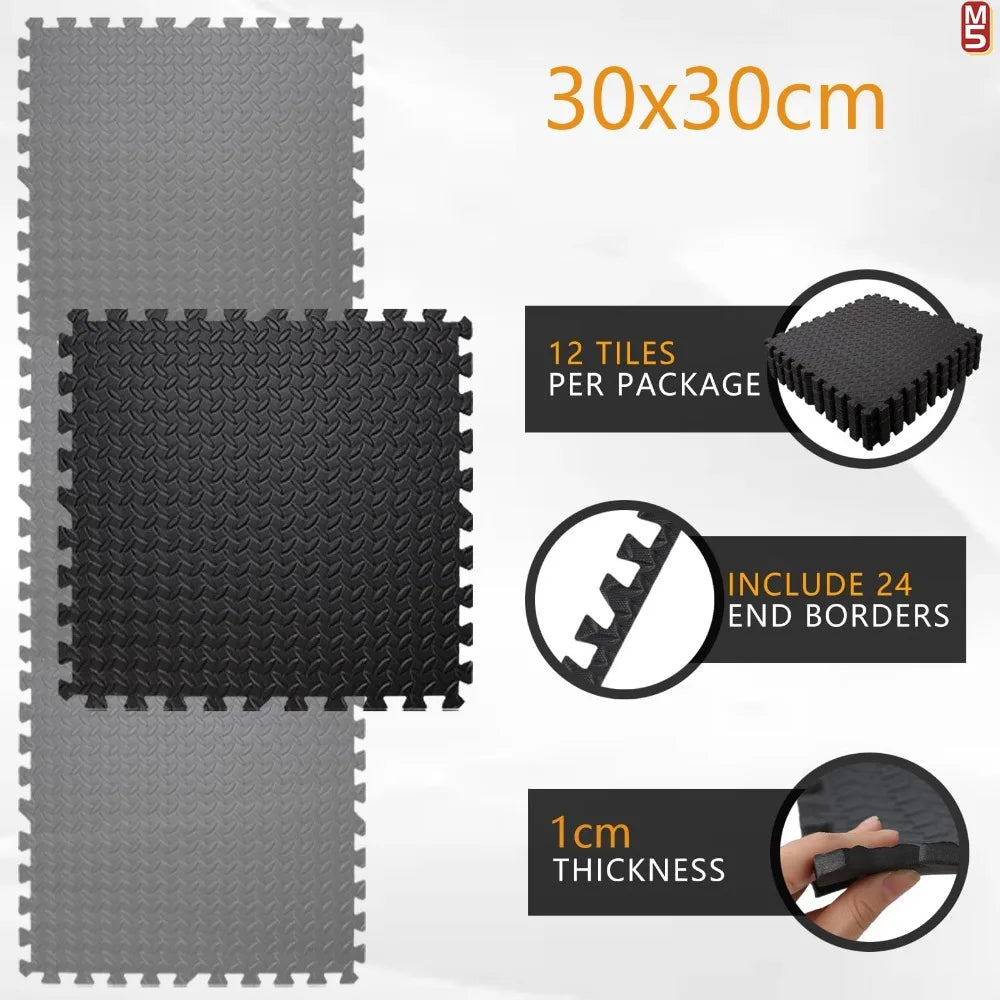 EVA Foam Interlocking Gym Floor Mats - Non-Slip Massage Cushion for Home Gym & Acupressure