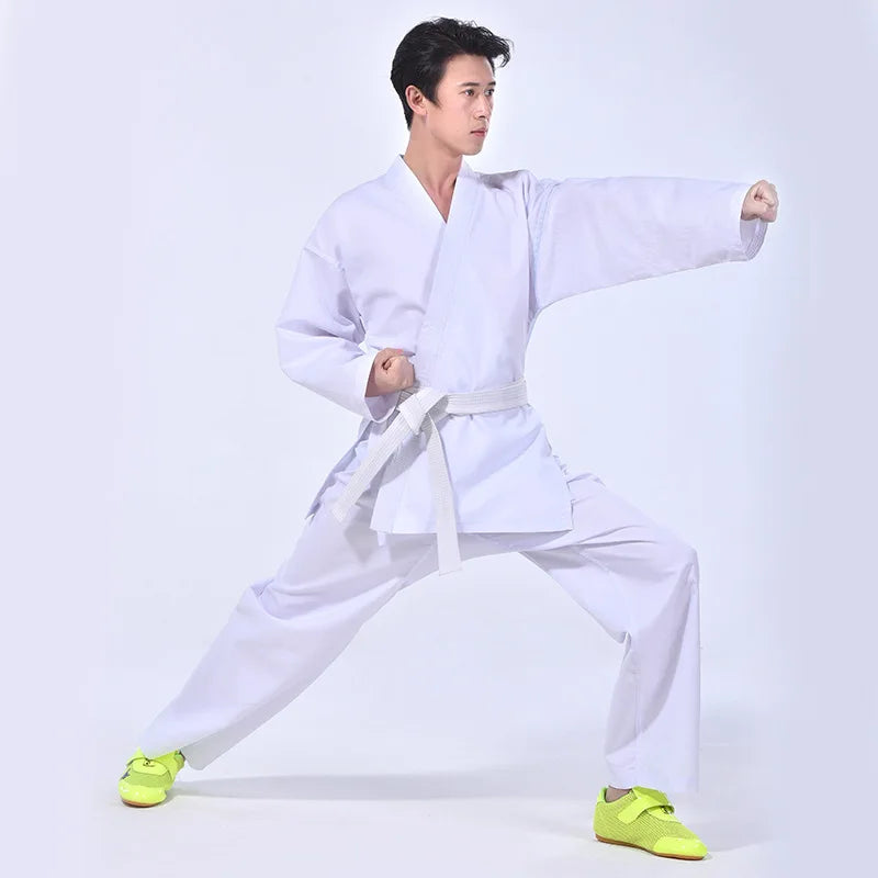 Karate Gi for Kids & Adults - Lightweight Martial Arts Uniform with Free Belt, Black/White