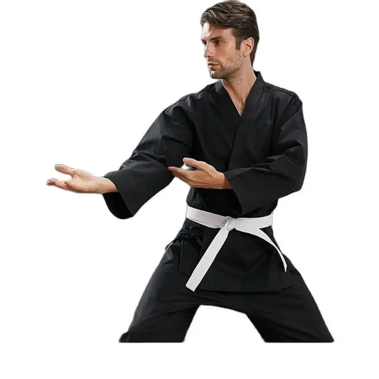 Karate Gi for Kids & Adults - Lightweight Martial Arts Uniform with Free Belt, Black/White
