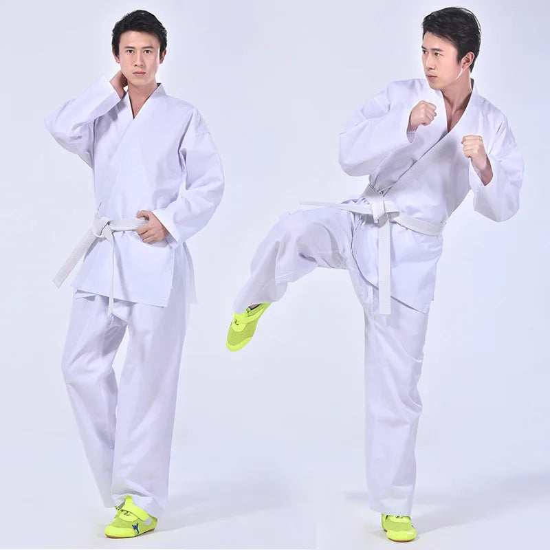 Karate Gi for Kids & Adults - Lightweight Martial Arts Uniform with Free Belt, Black/White