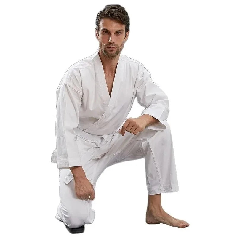 Karate Gi for Kids & Adults - Lightweight Martial Arts Uniform with Free Belt, Black/White