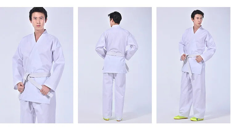 Karate Gi for Kids & Adults - Lightweight Martial Arts Uniform with Free Belt, Black/White