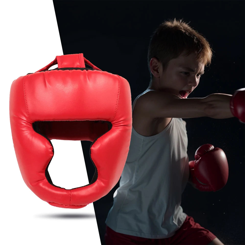 PU Boxing Headgear with Mask for Adults & Kids - Muay Thai, Taekwondo, Wrestling Protective Helmet