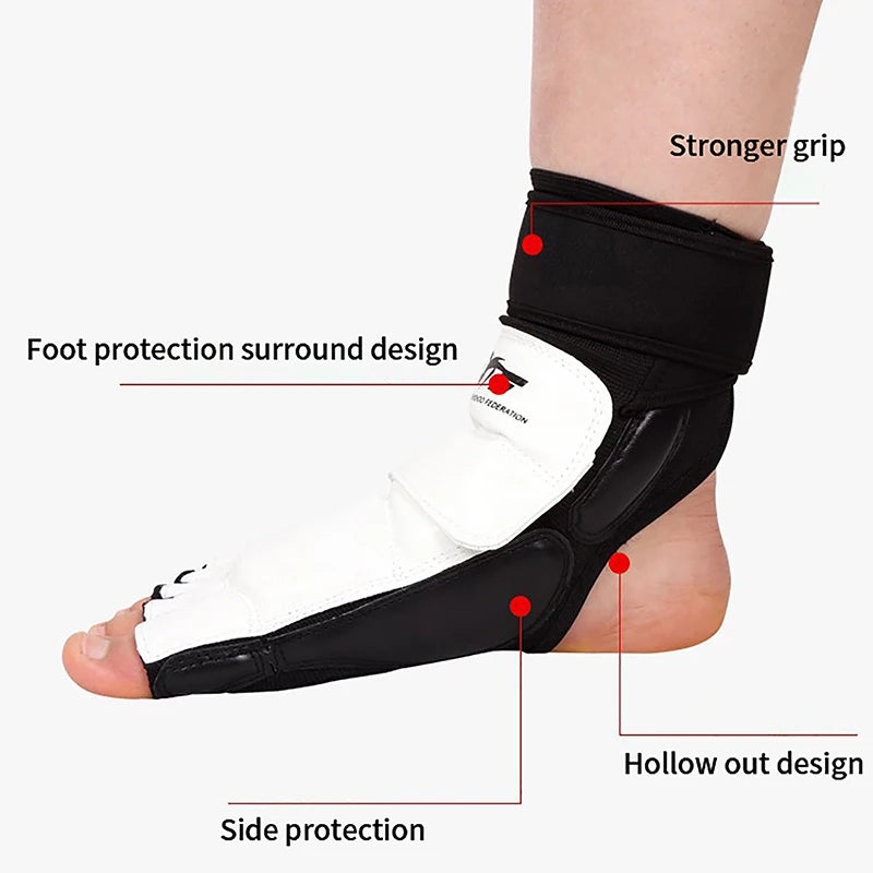 Leather Taekwondo Foot Gloves - Sparring Ankle Protector for Karate, Boxing & Martial Arts, Adult & Kid