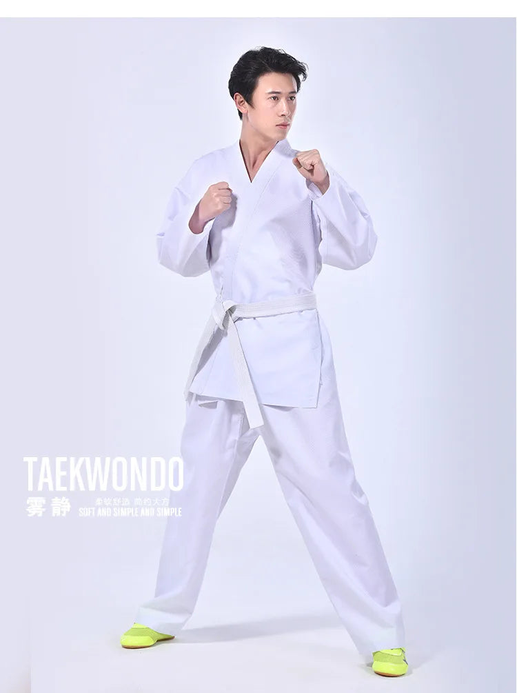 Karate Gi for Kids & Adults - Lightweight Martial Arts Uniform with Free Belt, Black/White