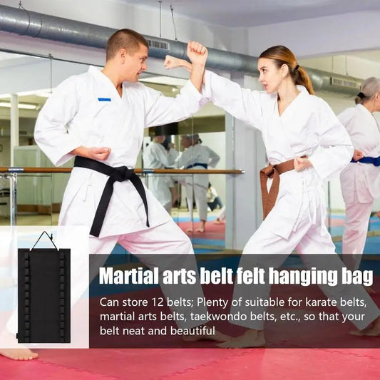 Wall-Mounted Taekwondo Belt Display Rack - Holds 12 Karate & Martial Arts Belts, Home Organizer