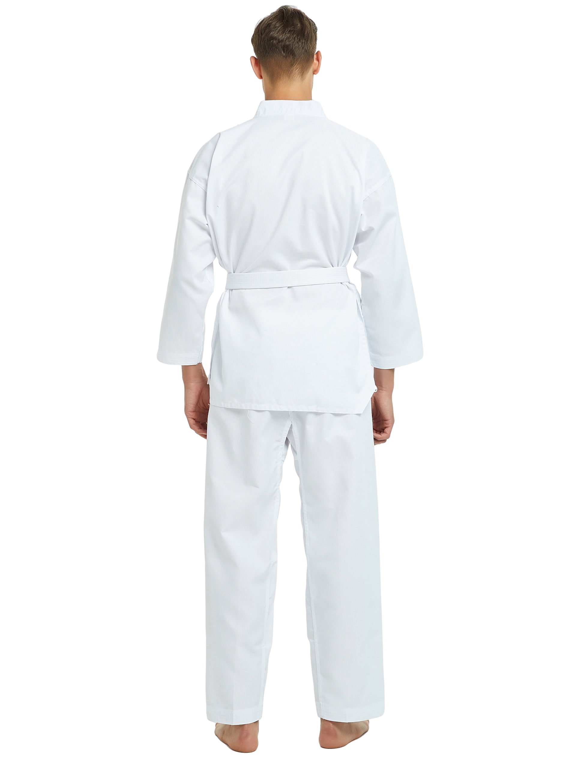 7.5 Oz Taekwondo Dobok - Student TKD Uniform with Belt, White or Black Trim, Size 1
